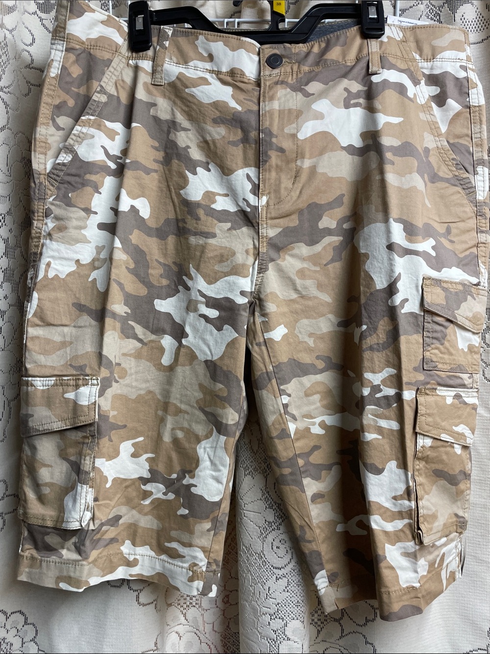 George Men's Desert Camo Cargo Shorts - Tan, Brown & White Size 38 NWT